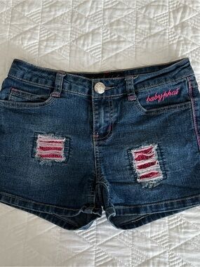 Baby Phat Girls Shorts Size 10 Blue Jean Denim Shorts Sequin Embroidery Details